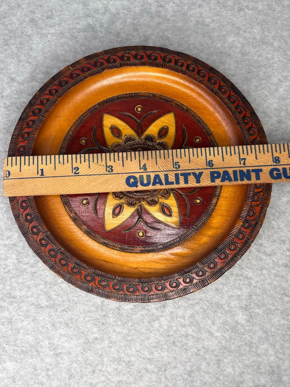 Vintage Decorative Ornate Carved Wooden Folk Art 8” Plate Polish